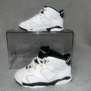 Nike Air Jordan Retro 6 Sneakers Toddler Sz 9C Reverse Oreo Speckled DV3606-112